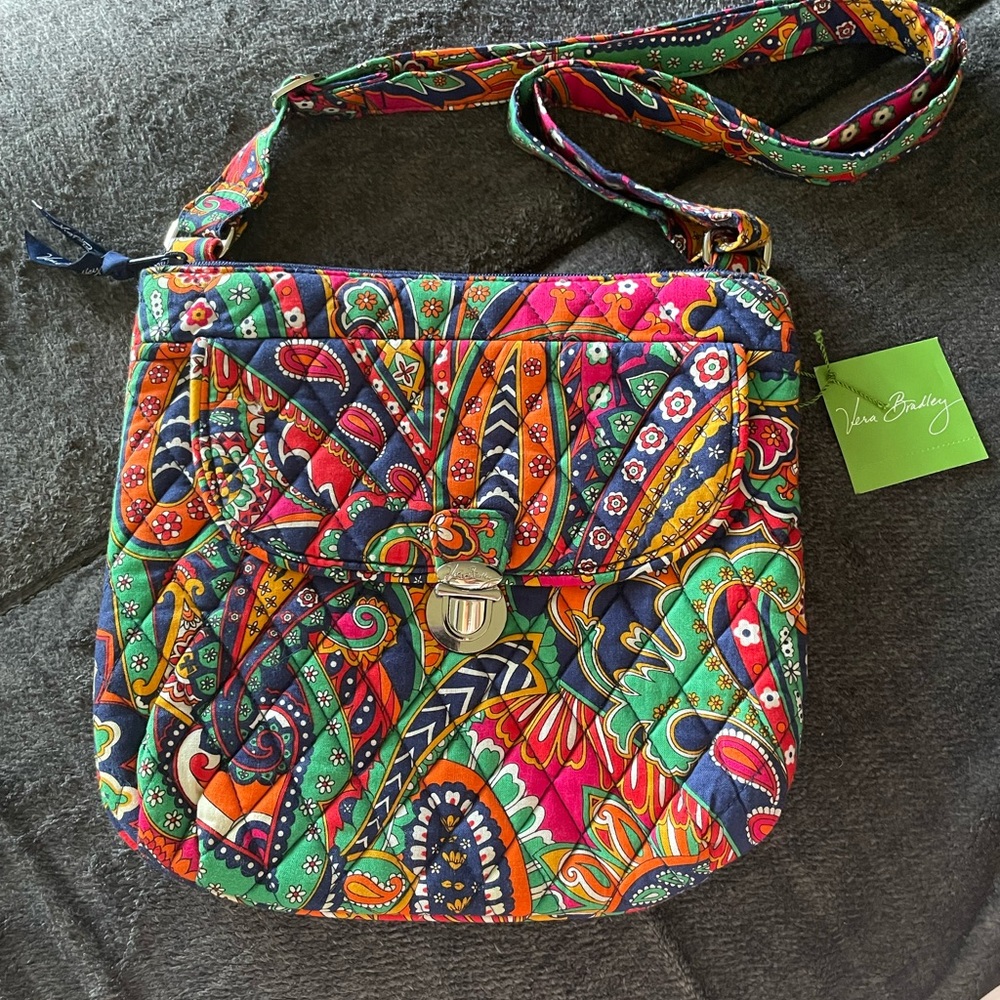 Vera Bradley Red and Pink Crossbody Bag with Quilted Texture